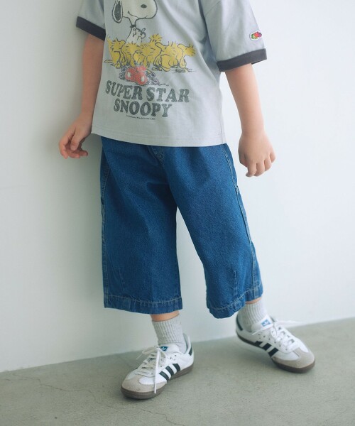 牛仔短版畫家褲 100cm-160cm