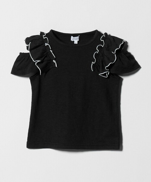 肩開衩褶邊T恤 100cm-130cm