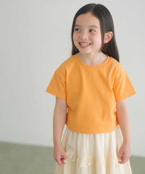 側邊抓皺短版T恤 100cm-160cm