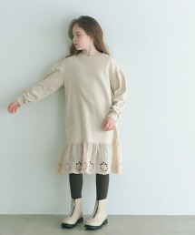 毛圈布下擺蕾絲洋裝 100cm-160cm