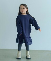 毛圈布下擺蕾絲洋裝 100cm-160cm