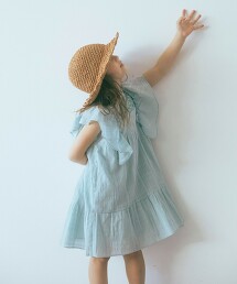 【KIDS】楊柳布 BIG摺邊 洋裝