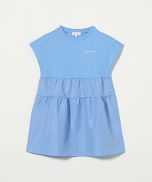 天竺×異材質拼接印花洋裝 100cm-130cm