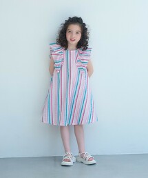 條紋荷葉洋裝 100cm-130cm