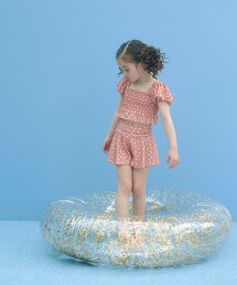 【預購】小碎花泡泡袖兩件式泳衣 100cm-130cm