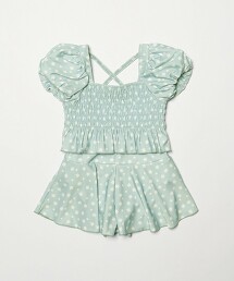 【預購】小碎花泡泡袖兩件式泳衣 100cm-130cm