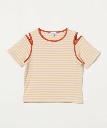 橫條紋肩開衩T恤 140cm-160cm