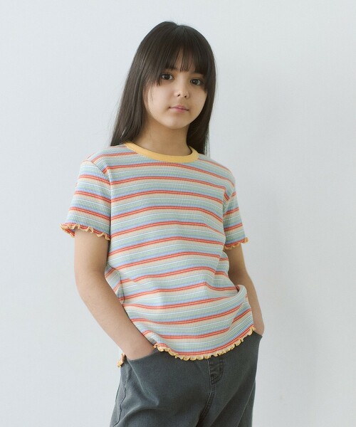 羅紋抽針多彩橫條紋T恤 140cm-160cm