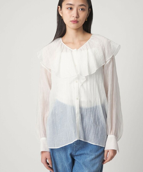 ＜CITEN＞楊柳荷葉邊罩衫