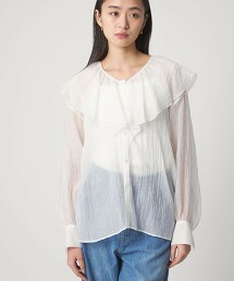 ＜CITEN＞楊柳荷葉邊罩衫