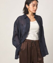 ＜CITEN＞花朵形狀刺繡襯衫