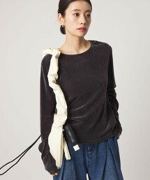 ＜CITEN＞透膚植絨印花上衣