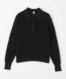 ＜CITEN＞蕾絲洞洞POLO領針織衫