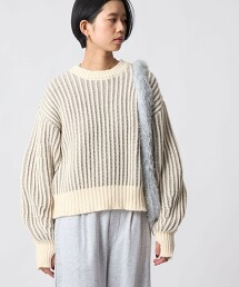 ＜CITEN＞蓬鬆袖配色畦編針織