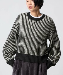 ＜CITEN＞蓬鬆袖配色畦編針織