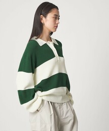 ＜CITEN＞寬版橫條紋POLO針織