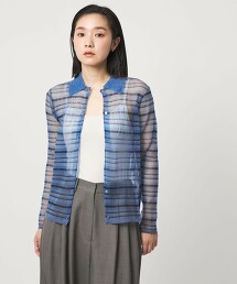 ＜CITEN＞透膚橫條紋POLO針織