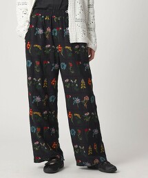 ＜CITEN＞格狀花朵刺繡輕便褲