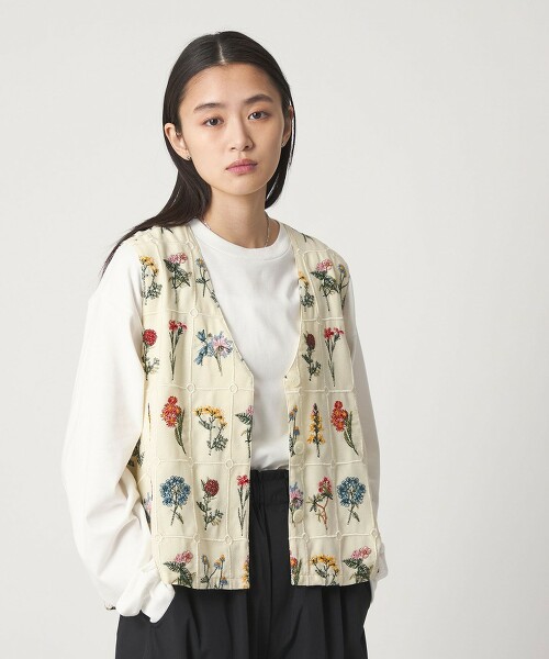 ＜CITEN＞格狀花朵刺繡背心