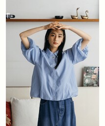 ＜CITEN＞蓬鬆五分袖短版襯衫