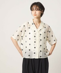＜CITEN＞花朵刺繡透膚襯衫