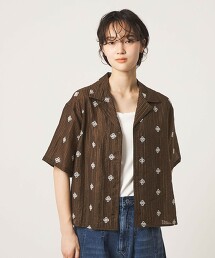 ＜CITEN＞花朵刺繡透膚襯衫
