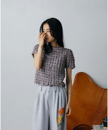 ＜CITEN＞縮褶格紋短版上衣