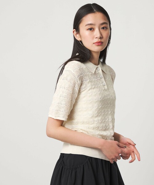 ＜CITEN＞蕾絲POLO針織