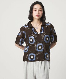 ＜CITEN＞鉤針風針織開襟領上衣