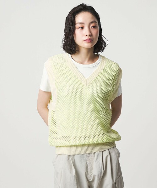＜CITEN＞網眼撞色針織背心