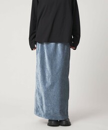 ＜CITEN＞仿天鵝絨剪裁窄裙