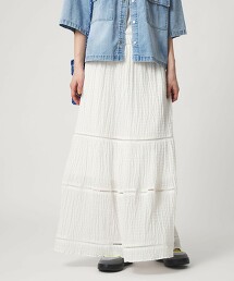 ＜CITEN＞梯形蕾絲拼接裙