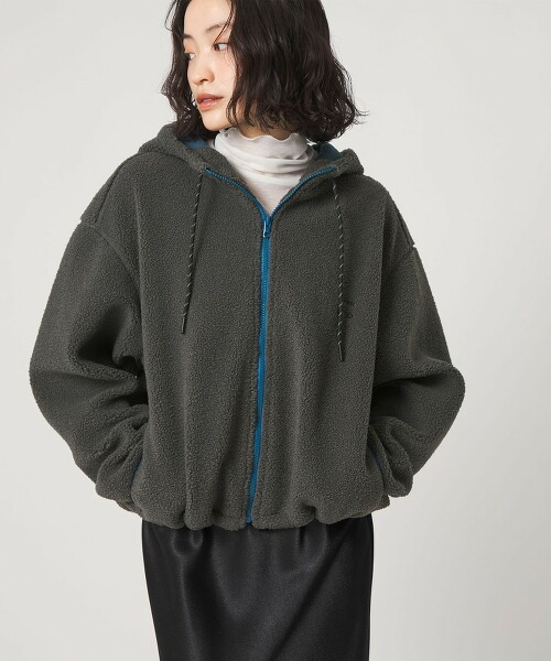 ＜CITEN＞LOGO毛絨刷毛短外套