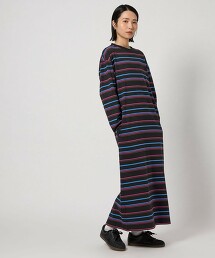 ＜CITEN＞LOGO剪裁條紋洋裝