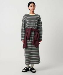 ＜CITEN＞LOGO剪裁條紋洋裝