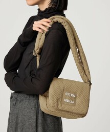 <CITEN>透明LOGO格紋鋪棉肩背包