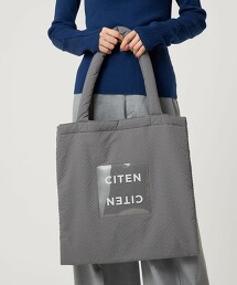 ＜CITEN＞透明LOGO格紋鋪棉托特包