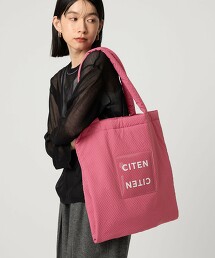 ＜CITEN＞透明LOGO格紋鋪棉托特包