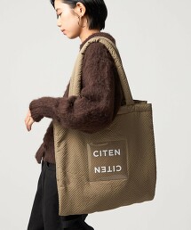 ＜CITEN＞透明LOGO格紋鋪棉托特包