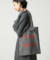 ＜CITEN＞花紋撞色絨毛托特包