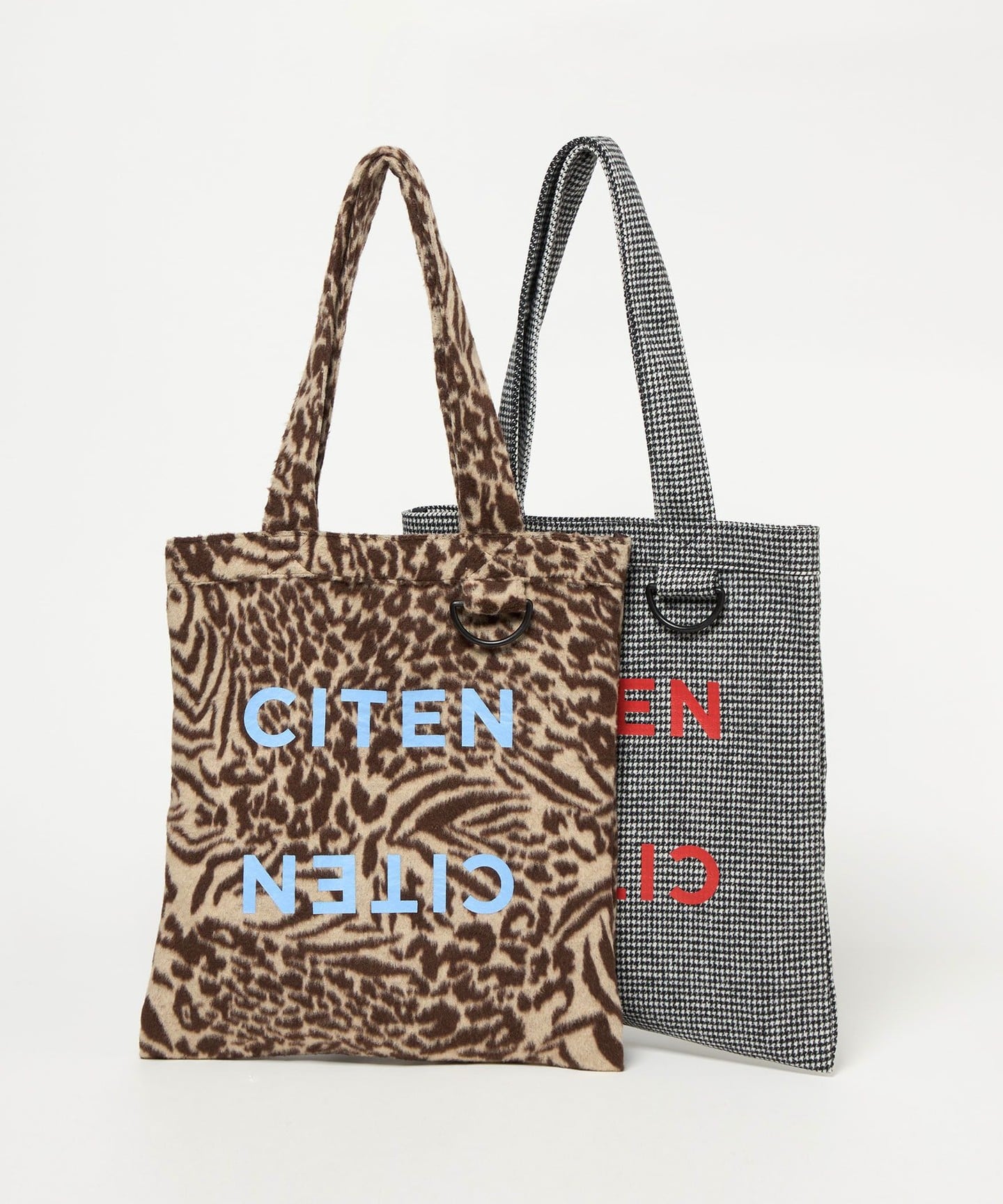 花紋撞色絨毛托特包