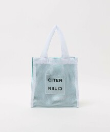 ＜CITEN＞網眼撞色透明LOGO托特包 S
