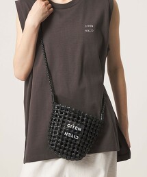 ＜CITEN＞仿皮革網眼迷你肩背包
