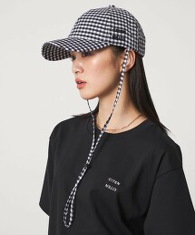 ＜CITEN＞小方格格紋抽繩棒球帽