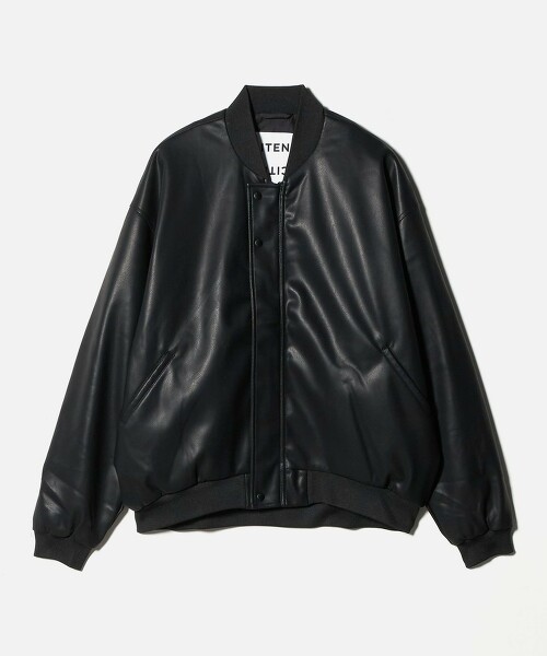 ＜CITEN＞仿皮革氣球拉鍊短外套