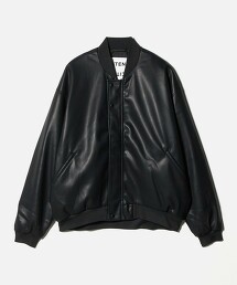 ＜CITEN＞仿皮革氣球拉鍊短外套