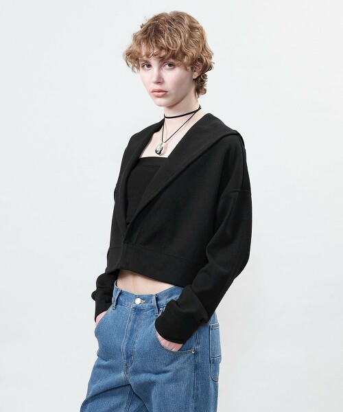 <ASTRAET>毛圈紗布V領連帽上衣 日本製