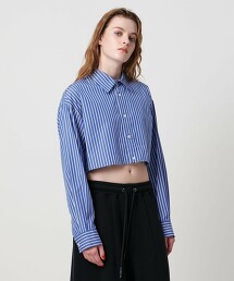＜ASTRAET＞條紋短版標準領襯衫 日本製