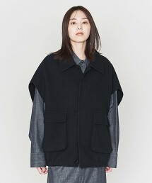 ＜ASTRAET＞雙層織落肩立領背心