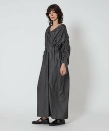 ＜ASTRAET＞仿牛仔布抓皺洋裝 日本製